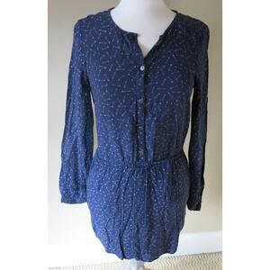 HINGE Mini Shirt Dress Size S Women Arrow Long Sleeve Blue Pink Boho Casual